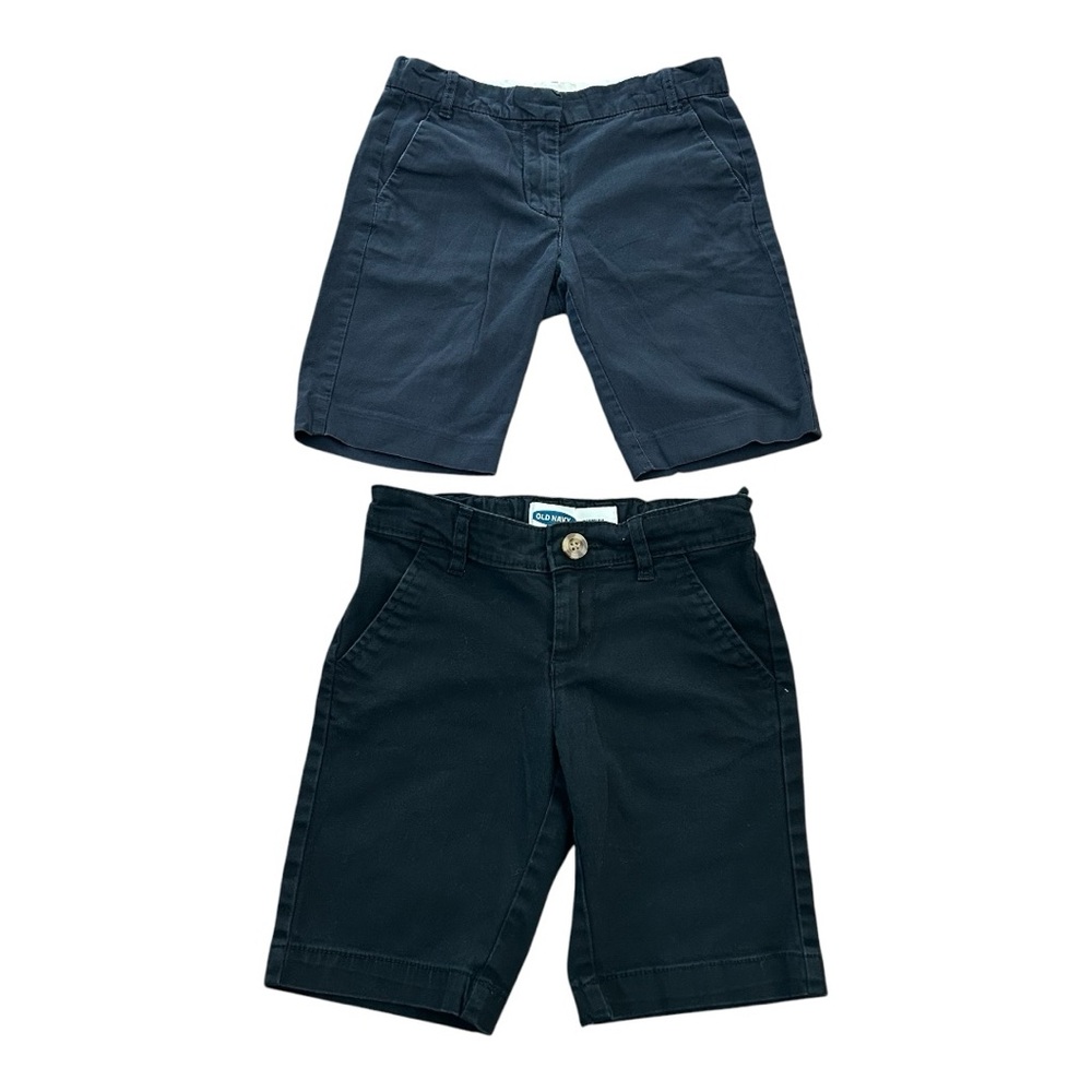 Girls School shorts bundle Crewcuts Blue and Old Navy Black Casual Shorts Size 7